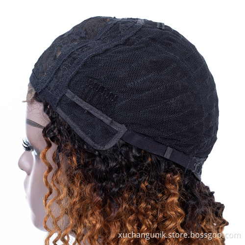 Brazilian Curly Weave Human Hair Frontal Lace Wig #1b/30 Ombre Kinky Curly Wig Black Root Curly Front Lace Wigs With Baby Hair